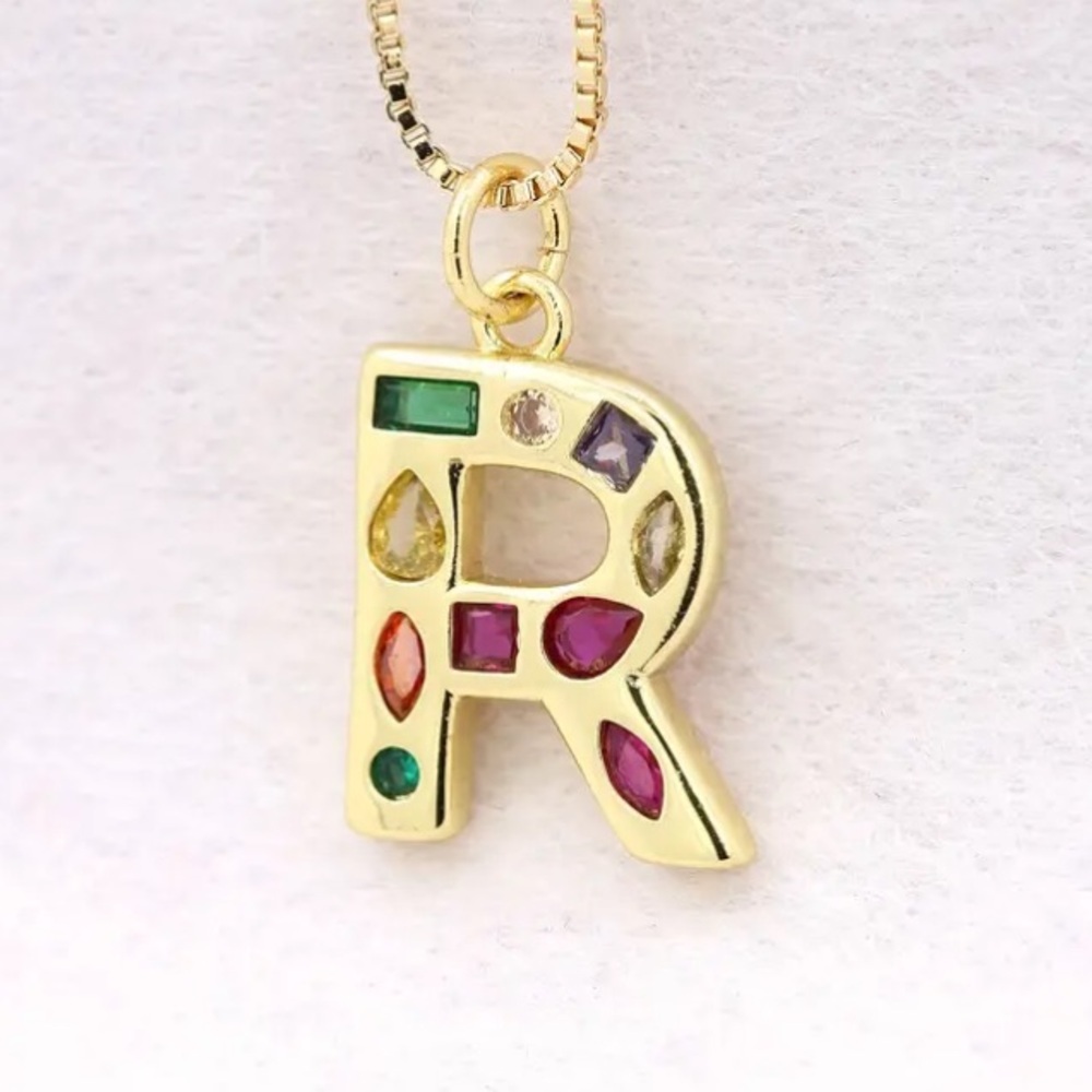 Letter “R” Pendant on Gold Colour Chain